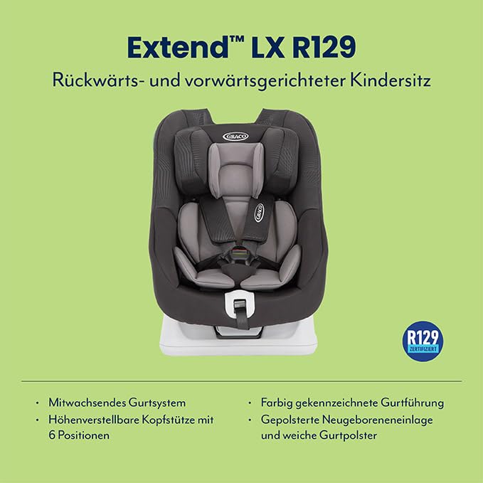 Graco Extend LX R129 Reboarder 40-105cm Isofix Schwarz