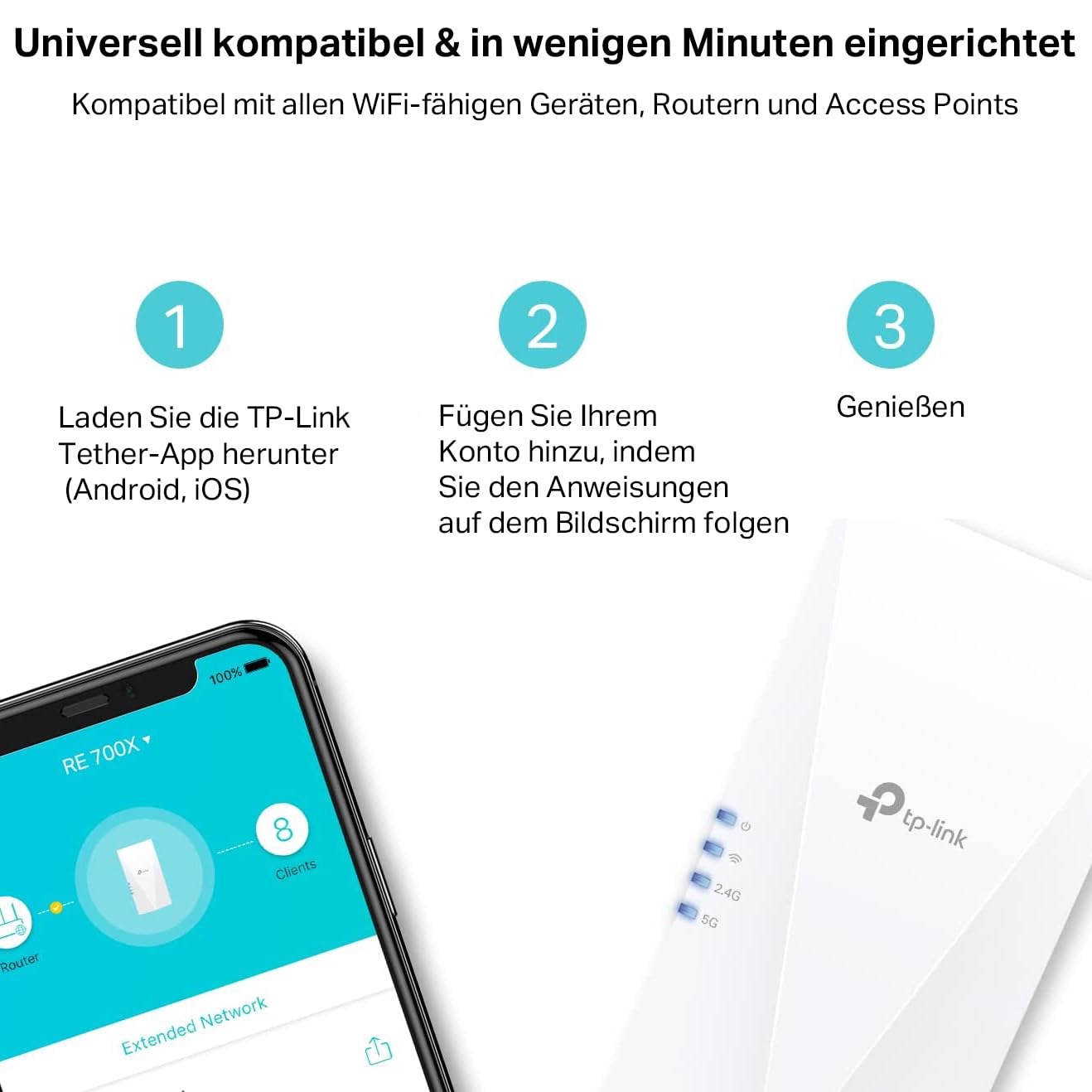 TP-Link RE700X WiFi 6 Repeater AX3000 Dualband Gigabit