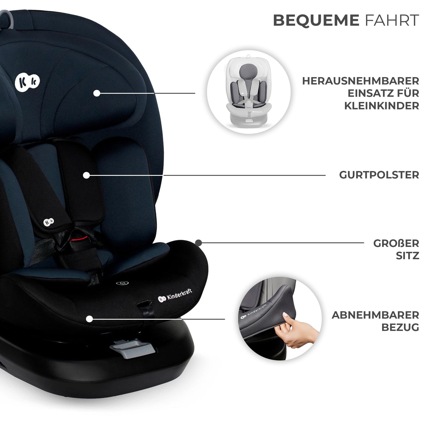 Kinderkraft I-GROW Kindersitz i-Size 0-36kg 360° Isofix Schwarz