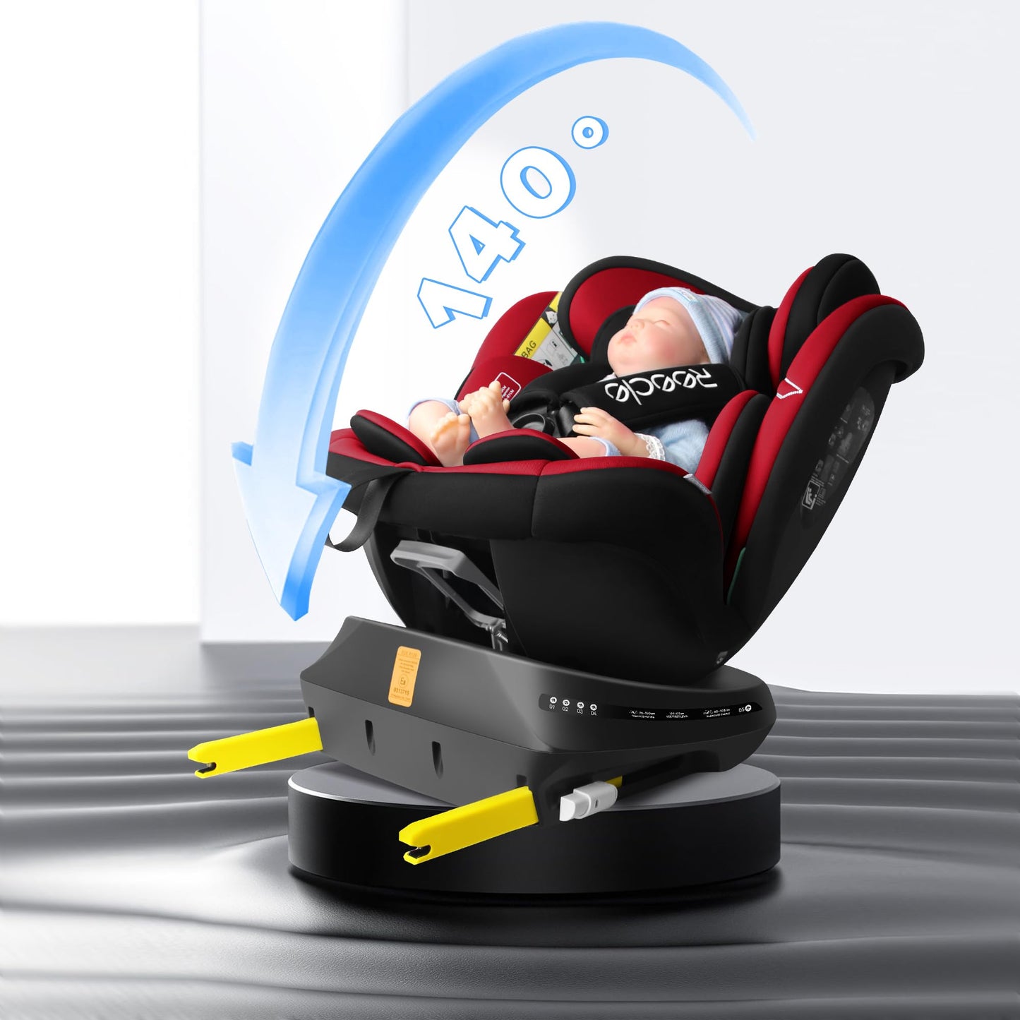 Reecle 360 i-Size Kindersitz 40-150cm Isofix Schwarz/Grau