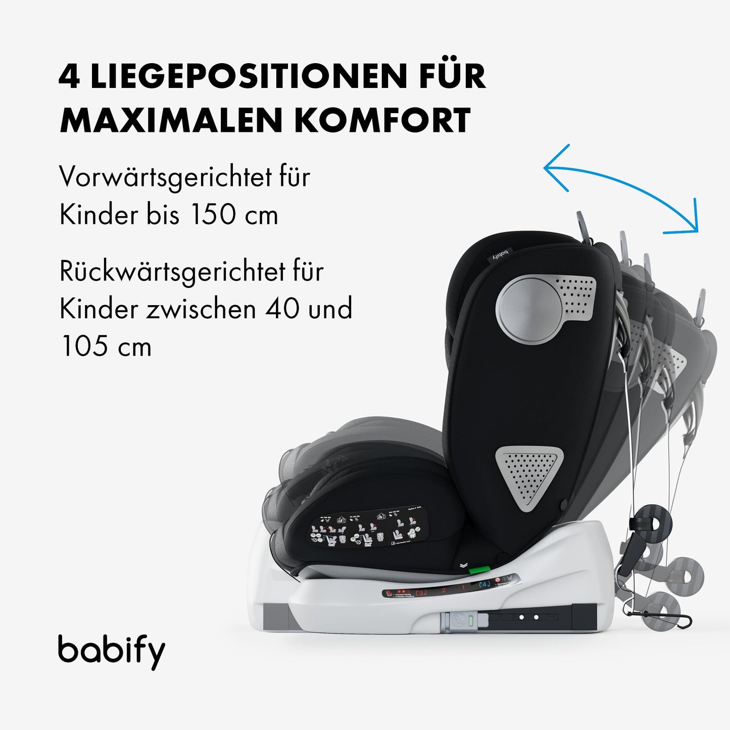 Babify Onboard i-Size 40-150cm Kindersitz 360° Isofix Schwarz