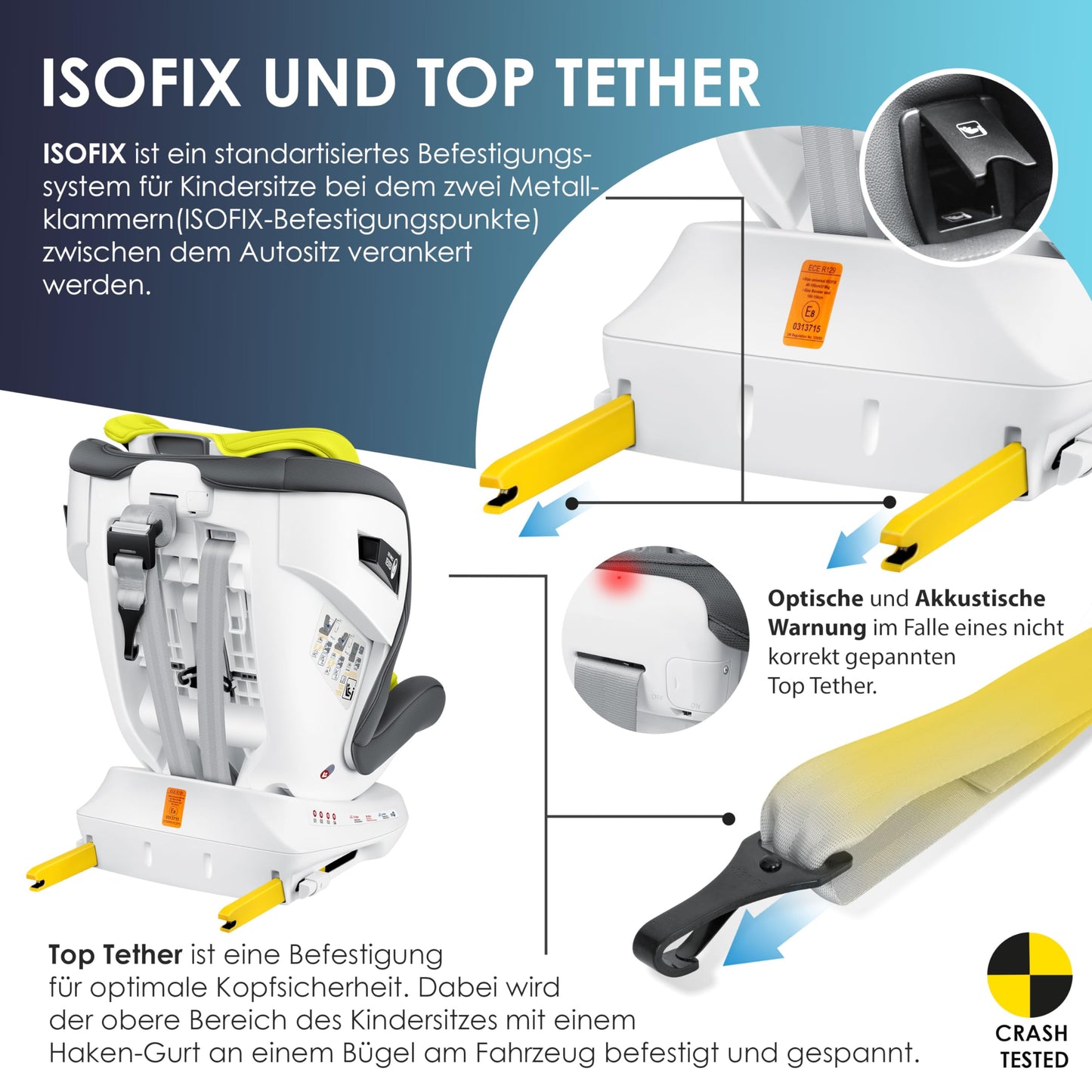 KIDIZ Kindersitz i-Size 0-36kg Isofix 360° drehbar Schwarz