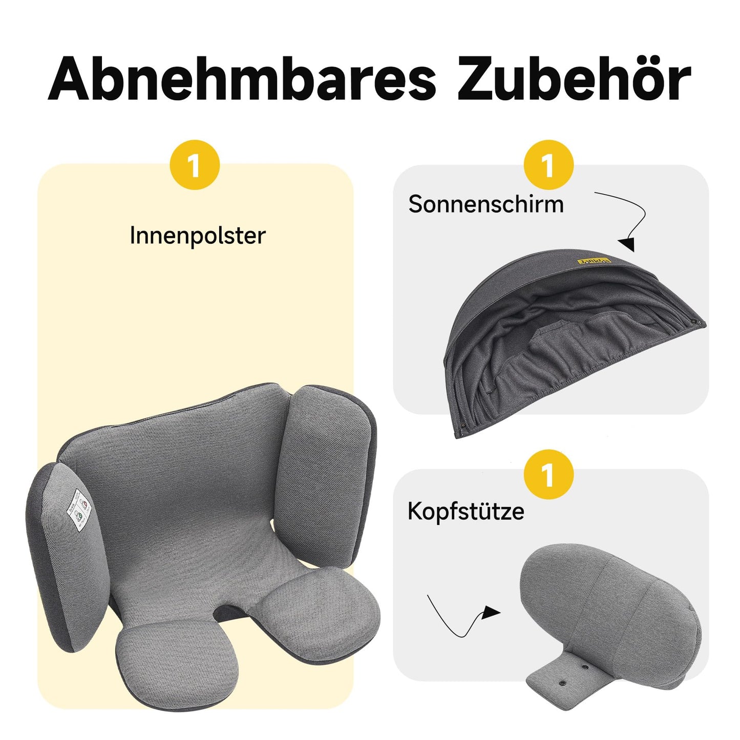 Jovikids 360 i-Size Kindersitz 40-150cm Isofix Grau