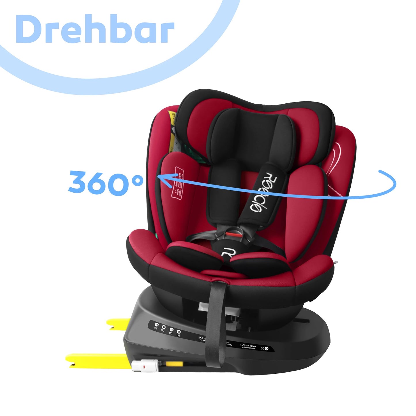 Reecle 360 i-Size Kindersitz 40-150cm Isofix Schwarz/Grau