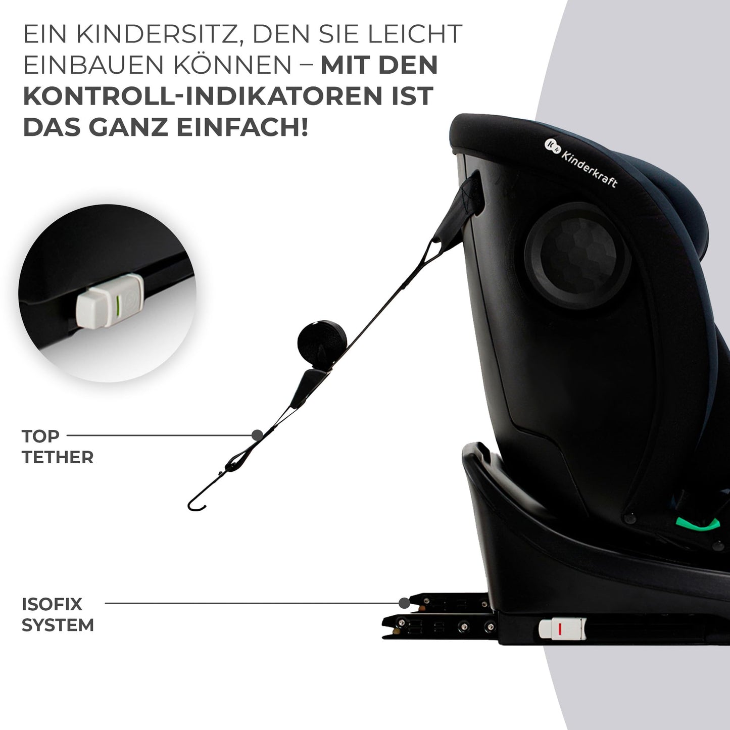 Kinderkraft I-GROW Kindersitz i-Size 0-36kg 360° Isofix Schwarz