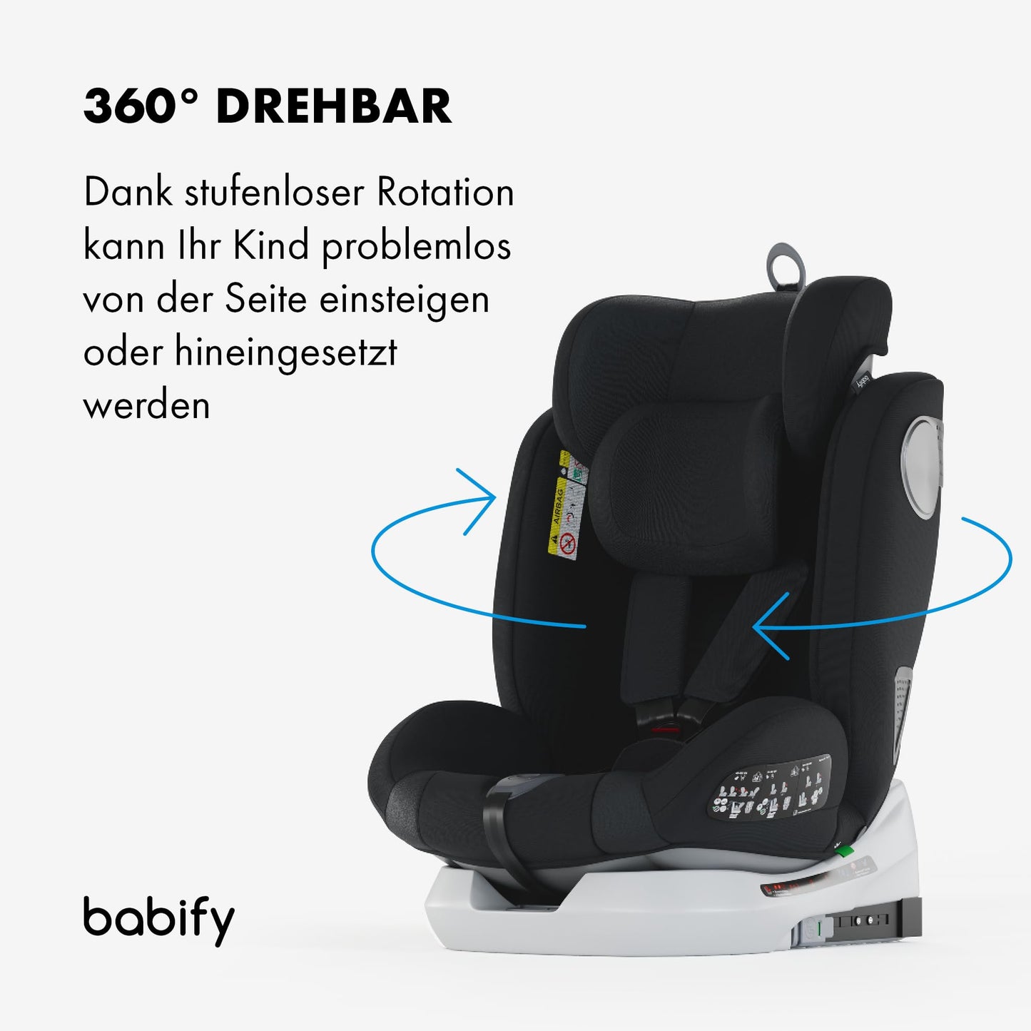 Babify Onboard i-Size 40-150cm Kindersitz 360° Isofix Schwarz