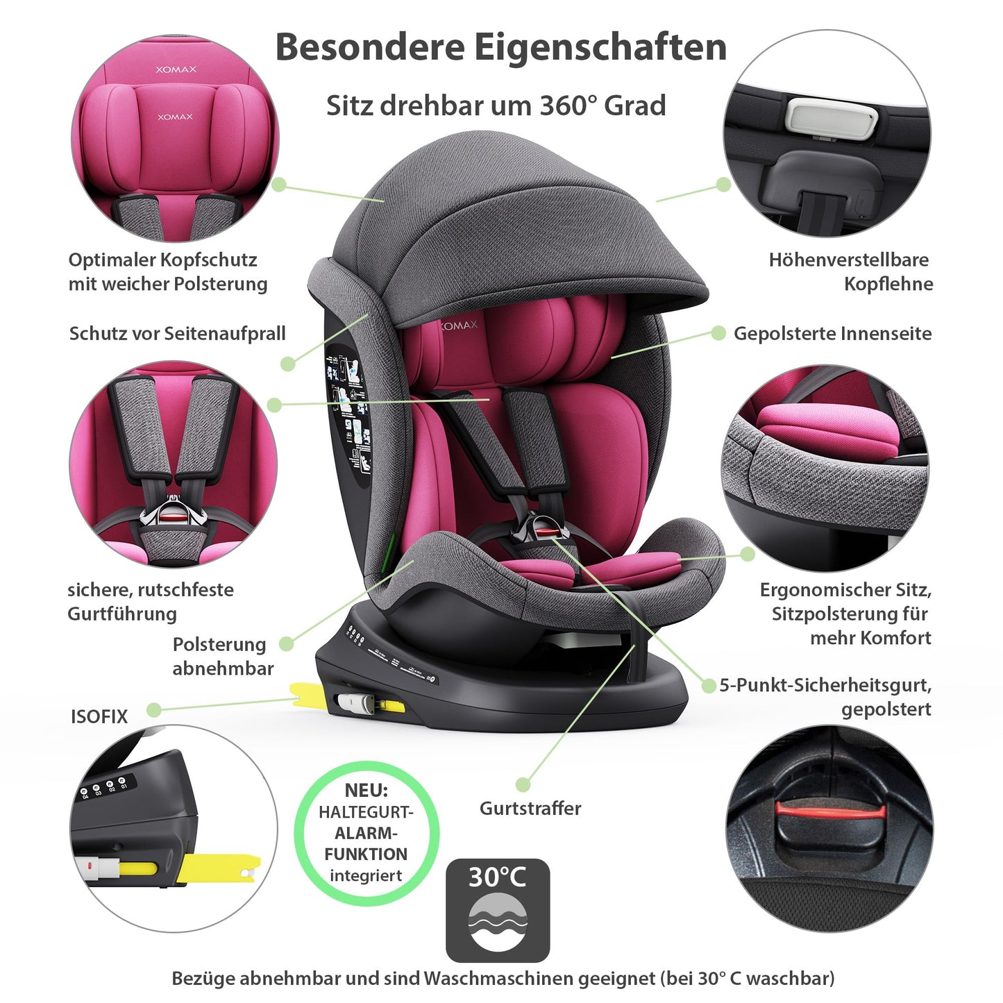 XOMAX 946i i-Size Kindersitz 0-36kg 360° Isofix Liegefunktion
