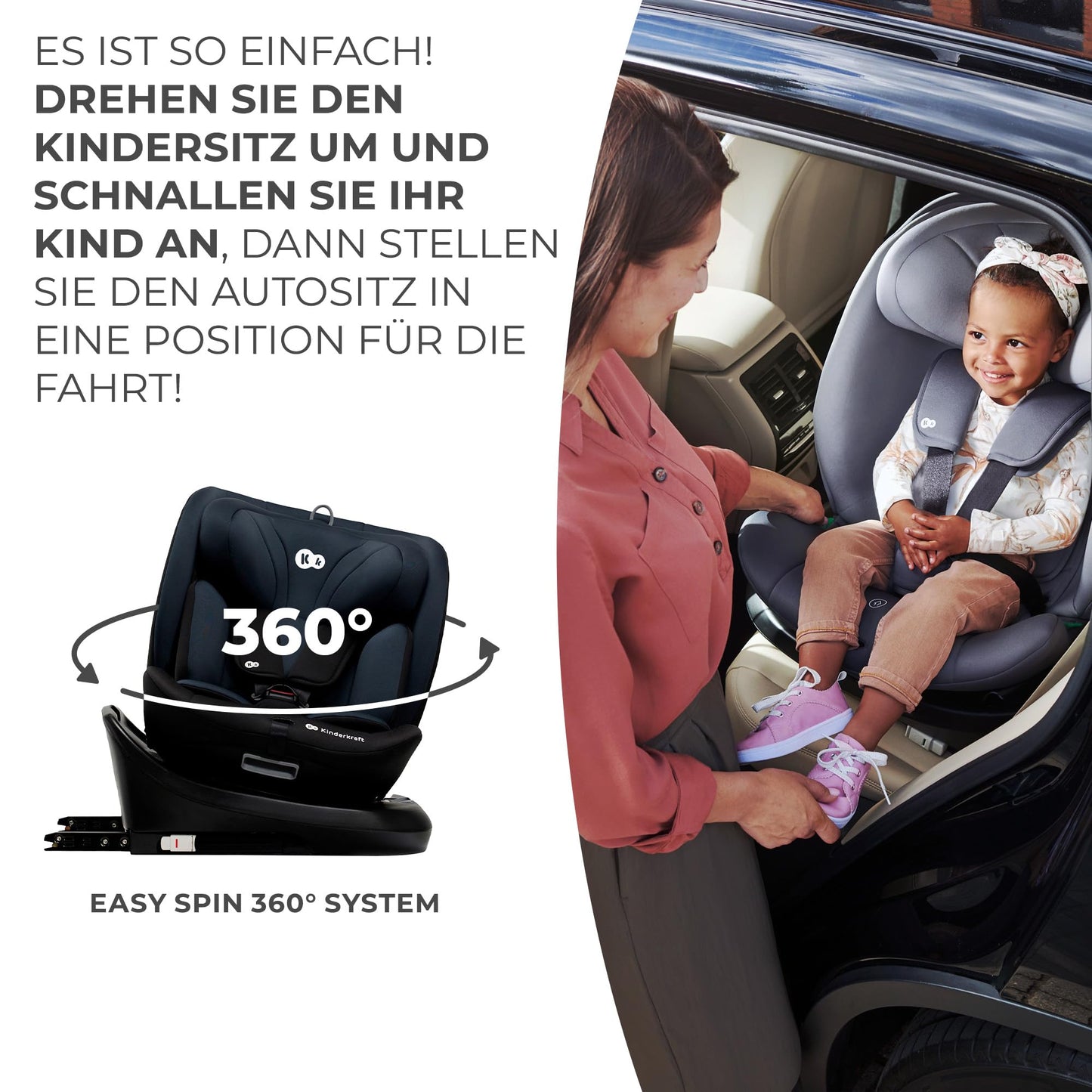 Kinderkraft I-GROW Kindersitz i-Size 0-36kg 360° Isofix Schwarz