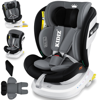 KIDIZ Kindersitz i-Size 0-36kg Isofix 360° drehbar Schwarz