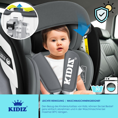 KIDIZ Kindersitz i-Size 0-36kg Isofix 360° drehbar Schwarz